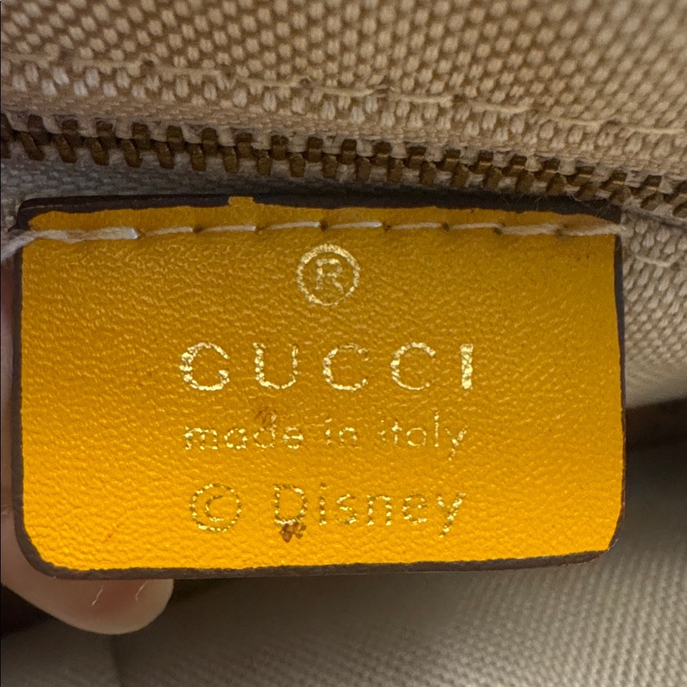 Gucci x Disney Mickey Mouse GG Supreme Tote Bag Set Yellow Leather Trim Satchel - Picture 3 of 11